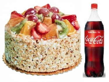 4 kişilik Karışık meyveli pasta 1 lt cola Pastaneci Tokat pasta